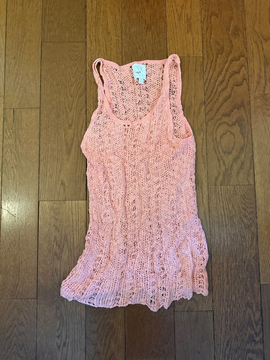 New York & Company Tops - New York & Company Peach-Pink Open Knit Tank Top